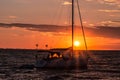 Sailboat sunset on the ocean