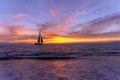 Sailboat Sunset Silhouette Royalty Free Stock Photo