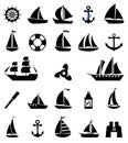 Sailboat symbol set. Royalty Free Stock Photo