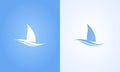 Sailboat symbol on white and blue background