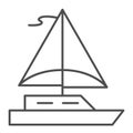 Sailboat thin line icon, sea transport symbol, Sailing ship vector sign on white background, sail boat icon in outline