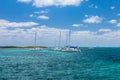 Sailboat and turquoise clear water, blue water, Caribbean ocean, Isla Mujeres, Cancun, Yucatan, Mexico