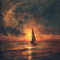 Sailboat under a Cosmic Sunset