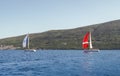 Sailboat under full sail. Royalty Free Stock Photo