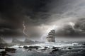 Sailboat under storm Royalty Free Stock Photo