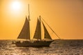 Sailboat at sunset in Key West, Florida. Royalty Free Stock Photo