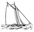 Sailboat, vintage illustration