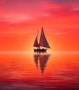 a sailboat on the water at sunset