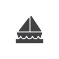 Sailboat on the water vector icon Royalty Free Stock Photo
