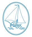 Sailboat on the waves relax logo.