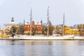 Sailboat in winter Stockholm, Sweden Royalty Free Stock Photo