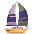 Sailboat, yacht, boat in flat style.