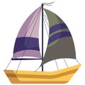 Sailboat, yacht, boat in flat style.