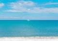 Sailboat yacht sailing sea ocean water on the horizon, summer sport Royalty Free Stock Photo