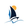 Sailboat or yacht vector logo icon.