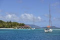 Sailboats at anchor in front of Marina Cay, BVI