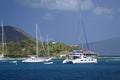 Sailboats at anchor in front of Pusser`s Marina Cay, Marina Cay, BVI