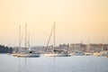 Sailboats anchored at Adriatic coast Royalty Free Stock Photo