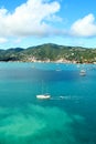 Sailboats anchored in St. Thomas Royalty Free Stock Photo