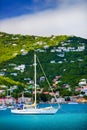 Sailboats anchored in St. Thomas Harbor