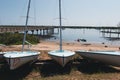 Sailboats on beach in Lighthouse Park in Saint Augustine, Florida Royalty Free Stock Photo