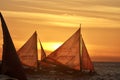 Sailboats in Boracay Island at sunset Royalty Free Stock Photo