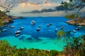 Sailboats at Cala Salada lagoon. Ibiza, Spain Royalty Free Stock Photo