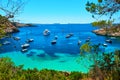 Sailboats at Cala Salada lagoon. Ibiza, Spain