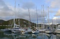 Sailboats and catamarans at the dock at the Nanny Cay Resort & Marina, Nanny Cay, Tortola, BVI Royalty Free Stock Photo
