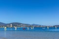 Sailboats on crystal clear blue water Royalty Free Stock Photo