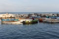 Sailboats in dock of Mediterranean sea. Boats in harbour in Naples Napoli, Italy. Sailing and travel concept. Royalty Free Stock Photo