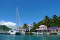 Sailboats docked at the Soper`s Hole Wharf & Marina in Tortola, British Virgin Islands Royalty Free Stock Photo