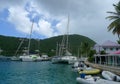 Sailboats docked at the Soper`s Hole Wharf & Marina in Tortola, British Virgin Islands Royalty Free Stock Photo