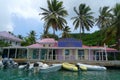 Sailboats docked at the Soper`s Hole Wharf & Marina in Tortola, British Virgin Islands Royalty Free Stock Photo