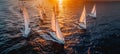 Sailboats gracefully sailing through the vast expanse of the ocean, a serene marine journey