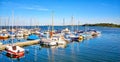 Sailboats in the harbor at the Baltic Sea in Hohen Wieschendorf