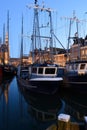 Sailboats in harbor at Hoorn, Netherlands. Royalty Free Stock Photo