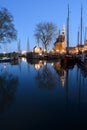 Sailboats in harbor at Hoorn, Netherlands. Royalty Free Stock Photo