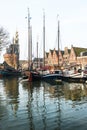 Sailboats in harbor at Hoorn, Netherlands. Royalty Free Stock Photo