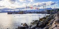 Sailboats in Harbor at Sunset at Lake Garda Italy