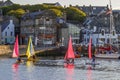 Sailboats in the harbour at the city of Lerwick in Shetland