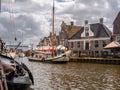 Sailboats in Het Dok canal near Langestreek quay, Lemmer, Friesland, Netherlands