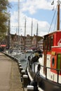 Sailboats in historic Maritime harbor at Hoorn, Netherlands