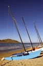 Sailboats Lined up on the Beach