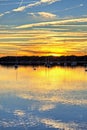 Sailboats lined up at sunset hdr Royalty Free Stock Photo
