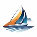 Dreamlike Sailing Boat Logo In Blue And Amber Royalty Free Stock Photo