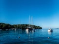 Sailboats moored in the calm sea Royalty Free Stock Photo