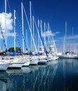 Sailboats moored in the harbor Royalty Free Stock Photo