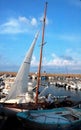 Sailboats moored in the harbor Royalty Free Stock Photo