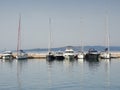 Sailboats moored at the marina of Baska Voda, Croatia. Yachts and boats in the Adriatic Sea